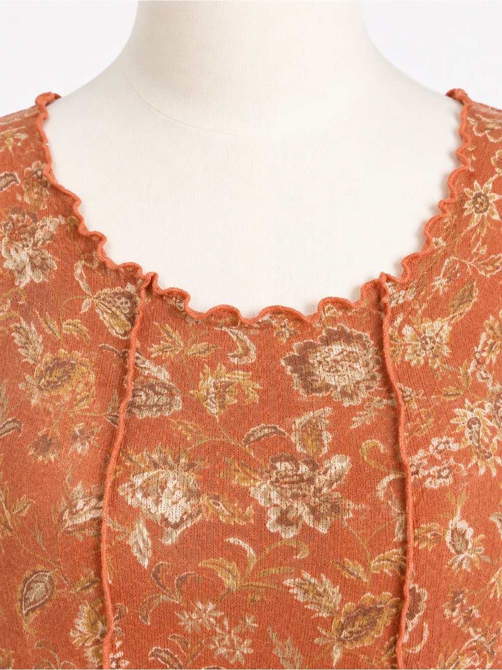 Cato 2X Terracotta Floral Tunic Top Boho Swing Knit Plus Size - Picture 3 of 9